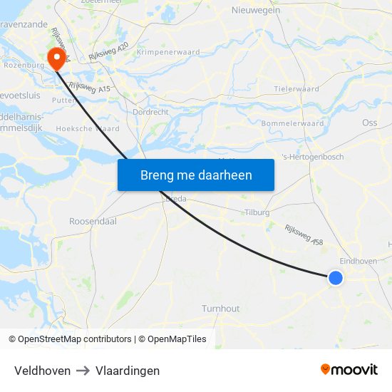 Veldhoven to Vlaardingen map