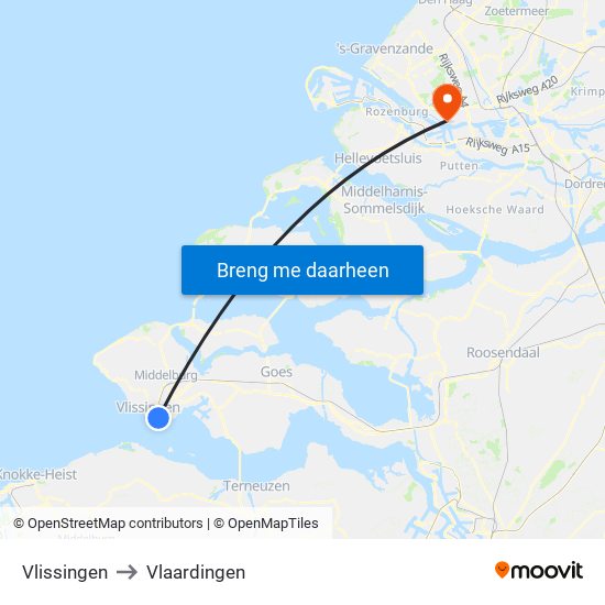 Vlissingen to Vlaardingen map