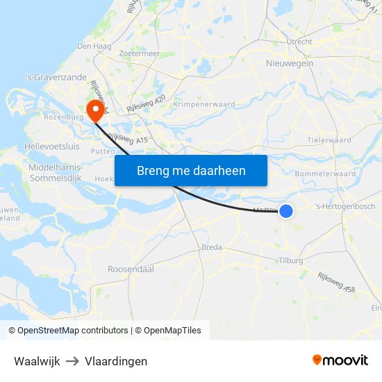 Waalwijk to Vlaardingen map