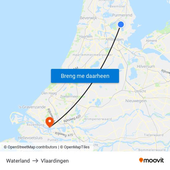 Waterland to Vlaardingen map