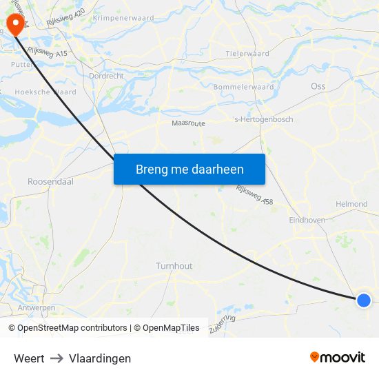 Weert to Vlaardingen map