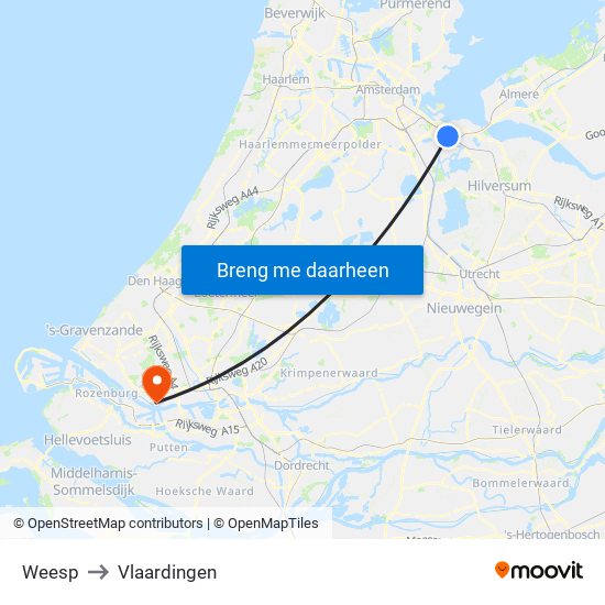 Weesp to Vlaardingen map