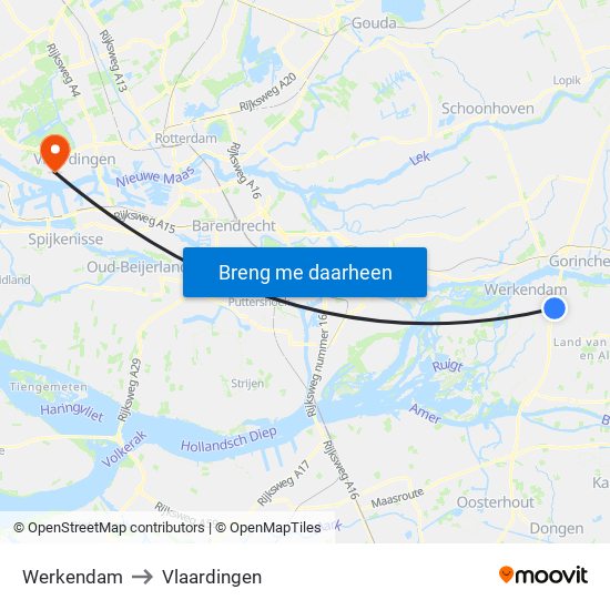 Werkendam to Vlaardingen map