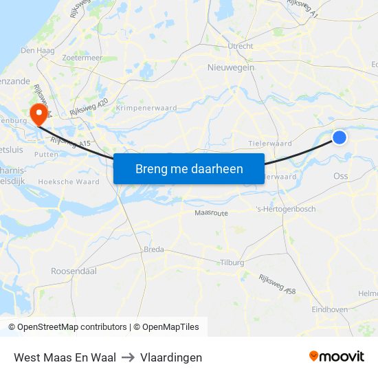 West Maas En Waal to Vlaardingen map