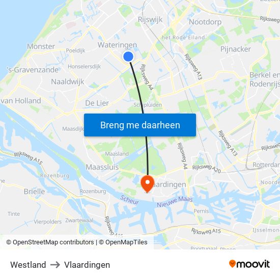 Westland to Vlaardingen map