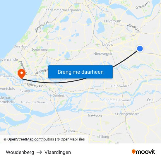 Woudenberg to Vlaardingen map
