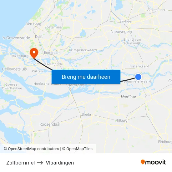 Zaltbommel to Vlaardingen map