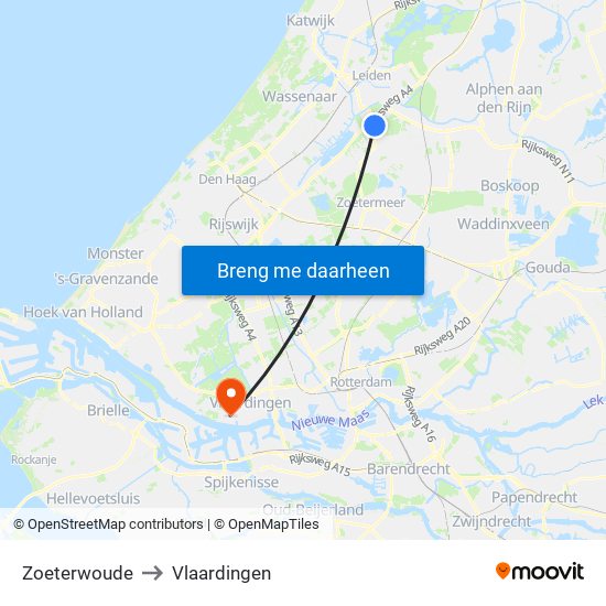 Zoeterwoude to Vlaardingen map