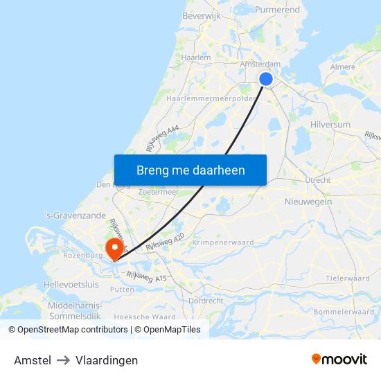 Amstel to Vlaardingen map