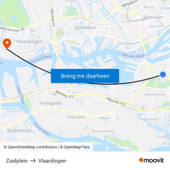 Zuidplein to Vlaardingen map