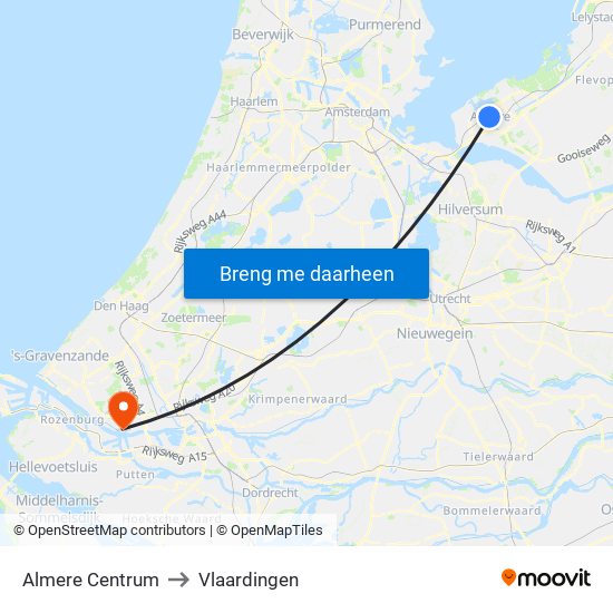 Almere Centrum to Vlaardingen map