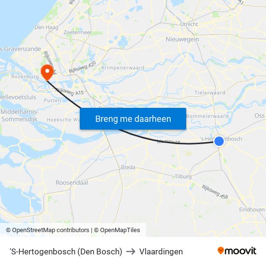 'S-Hertogenbosch (Den Bosch) to Vlaardingen map