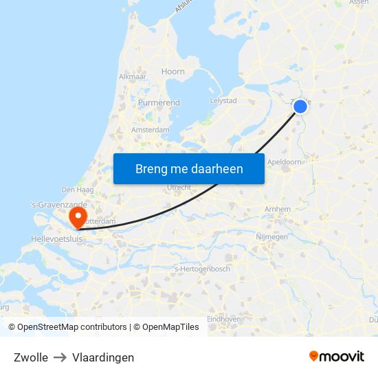 Zwolle to Vlaardingen map