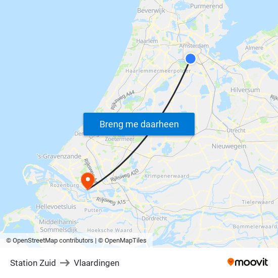 Station Zuid to Vlaardingen map