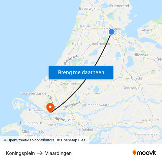 Koningsplein to Vlaardingen map