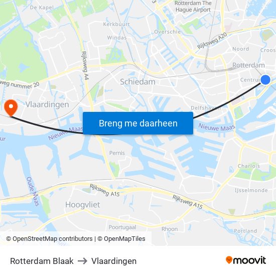 Rotterdam Blaak to Vlaardingen map
