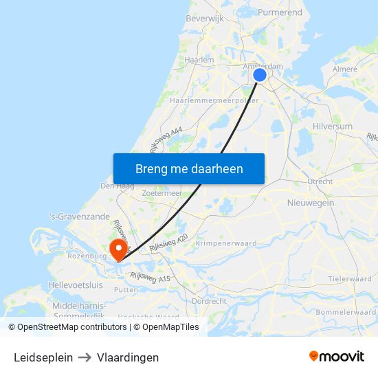 Leidseplein to Vlaardingen map