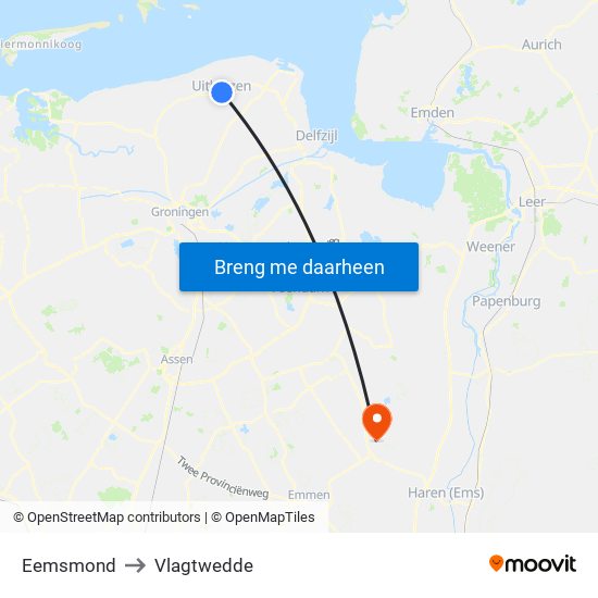 Eemsmond to Vlagtwedde map