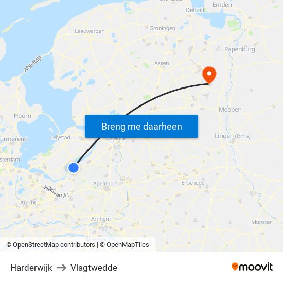 Harderwijk to Vlagtwedde map
