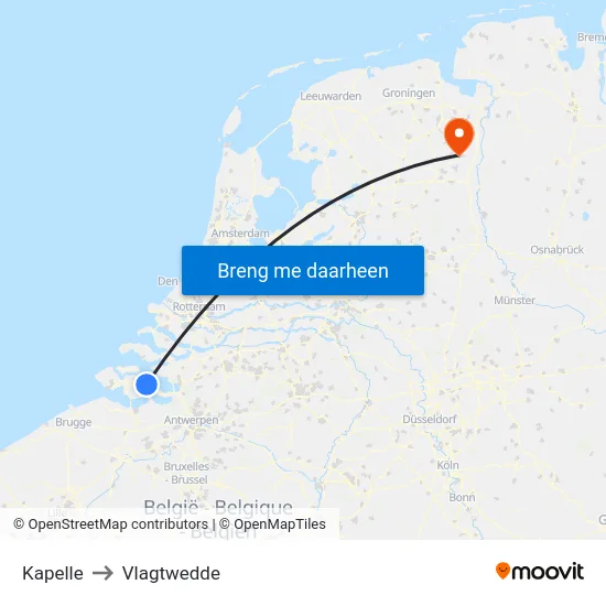 Kapelle to Vlagtwedde map