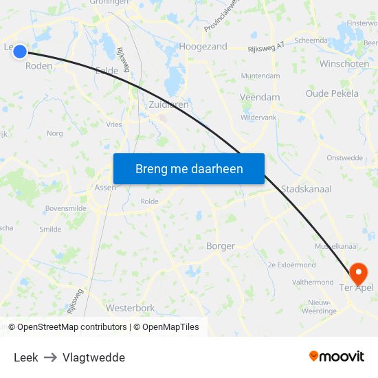 Leek to Vlagtwedde map