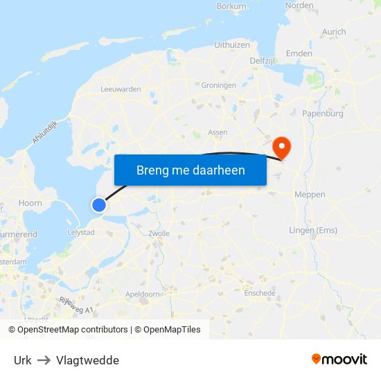 Urk to Vlagtwedde map