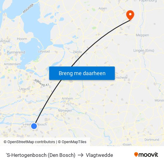 'S-Hertogenbosch (Den Bosch) to Vlagtwedde map