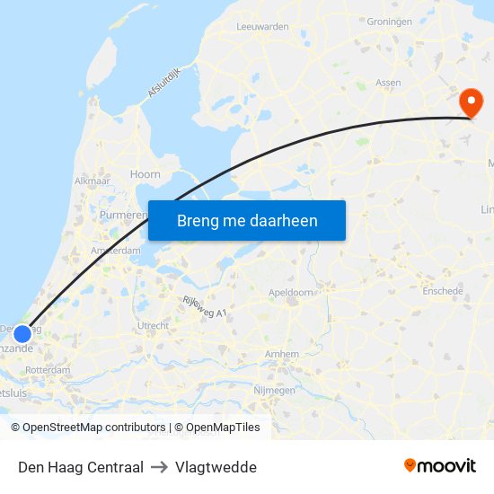Den Haag Centraal to Vlagtwedde map