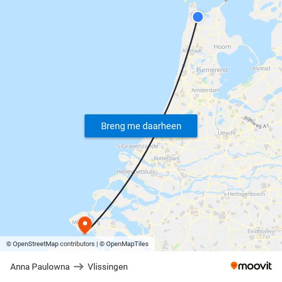 Anna Paulowna to Vlissingen map
