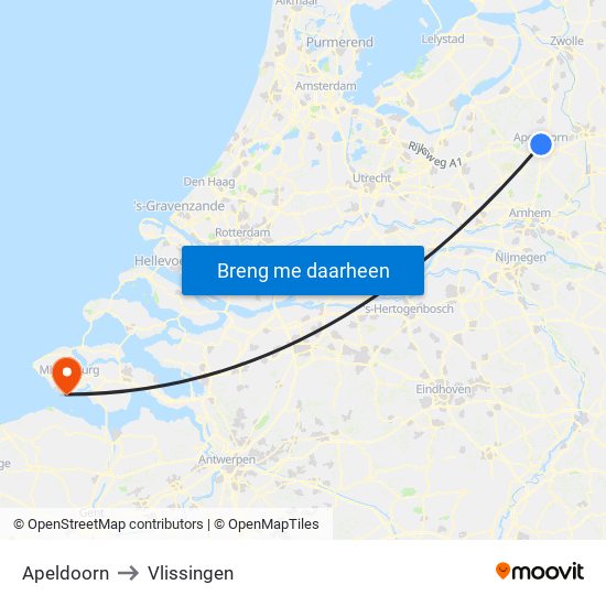 Apeldoorn to Vlissingen map