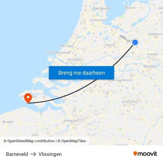 Barneveld to Vlissingen map