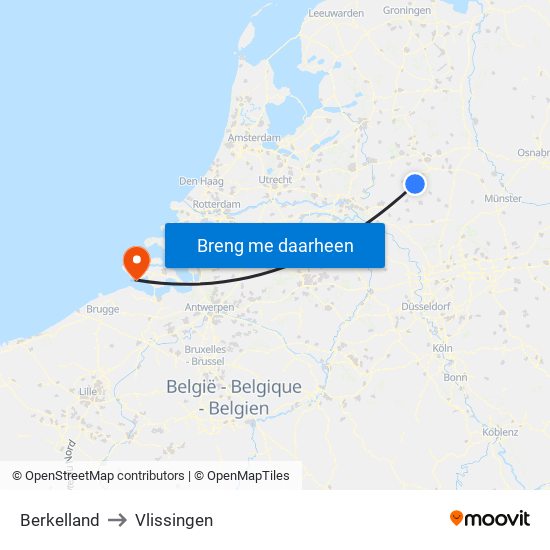 Berkelland to Vlissingen map