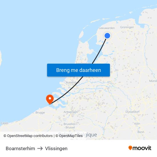 Boarnsterhim to Vlissingen map