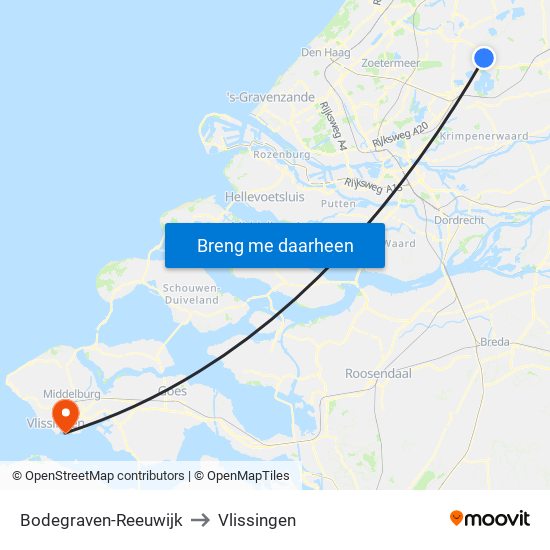 Bodegraven-Reeuwijk to Vlissingen map