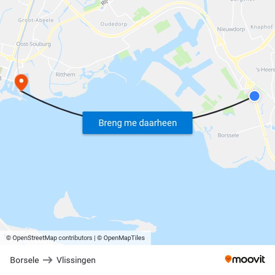 Borsele to Vlissingen map