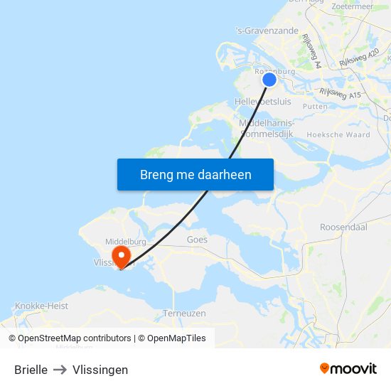 Brielle to Vlissingen map