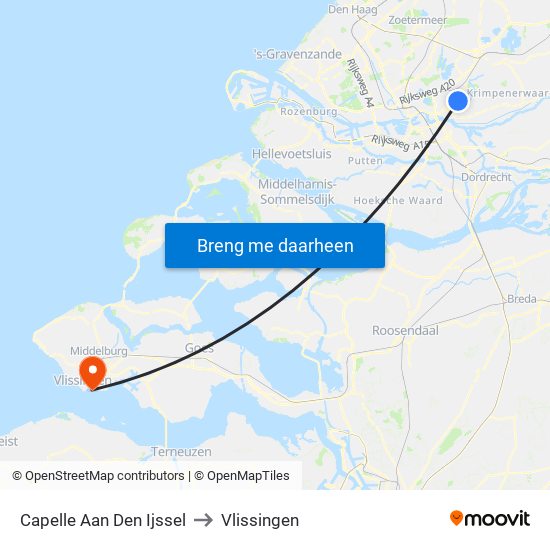 Capelle Aan Den Ijssel to Vlissingen map