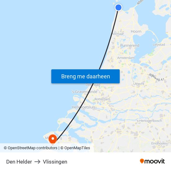 Den Helder to Vlissingen map