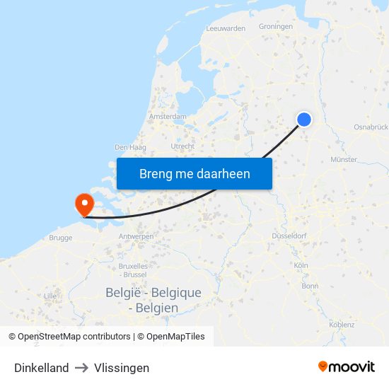 Dinkelland to Vlissingen map