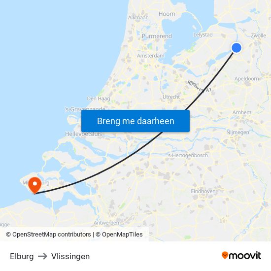 Elburg to Vlissingen map