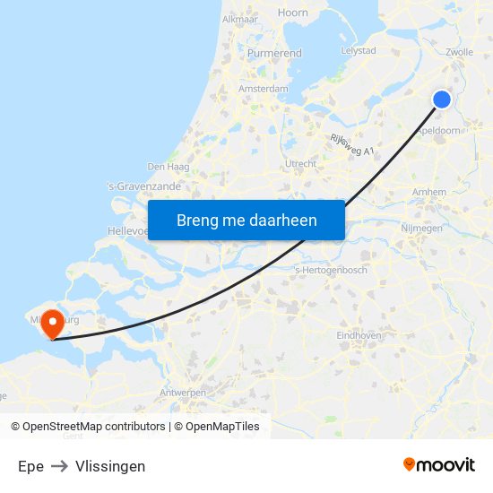 Epe to Vlissingen map
