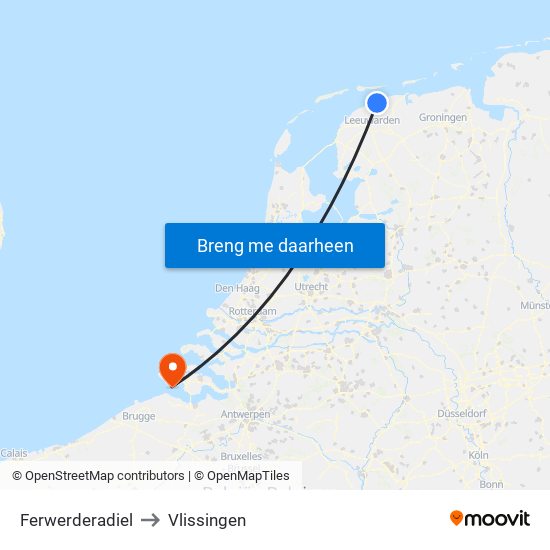 Ferwerderadiel to Vlissingen map