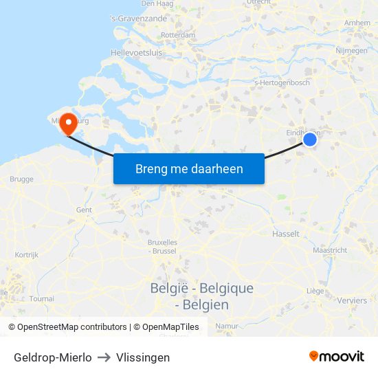 Geldrop-Mierlo to Vlissingen map