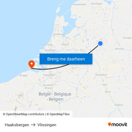 Haaksbergen to Vlissingen map