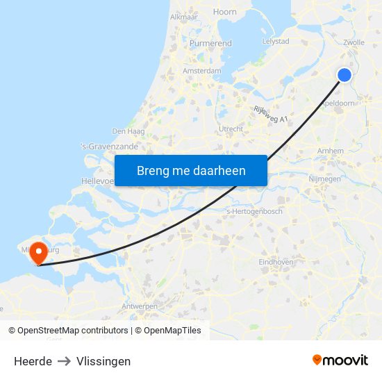 Heerde to Vlissingen map