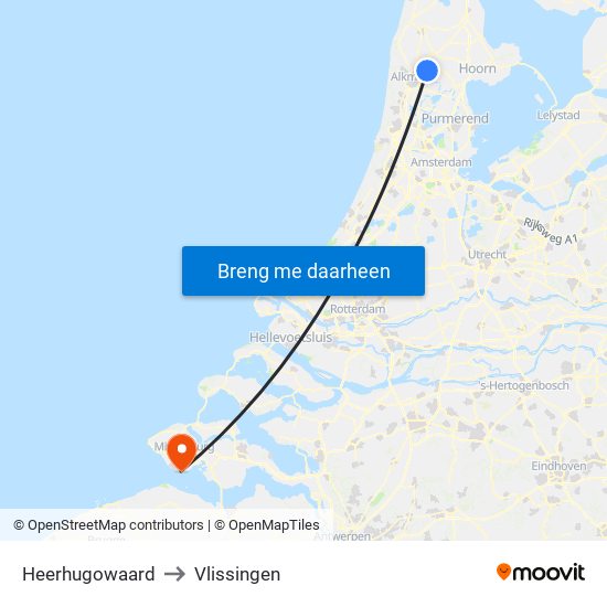 Heerhugowaard to Vlissingen map