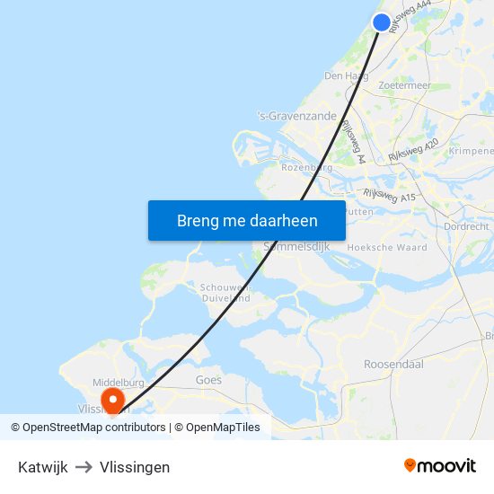 Katwijk to Vlissingen map