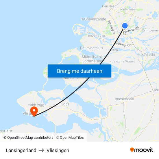 Lansingerland to Vlissingen map