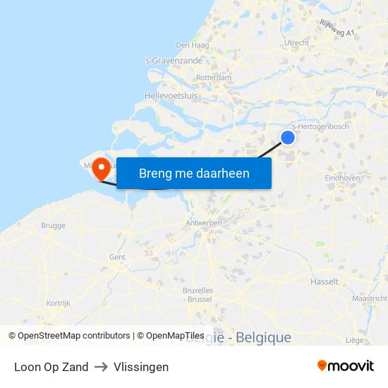 Loon Op Zand to Vlissingen map