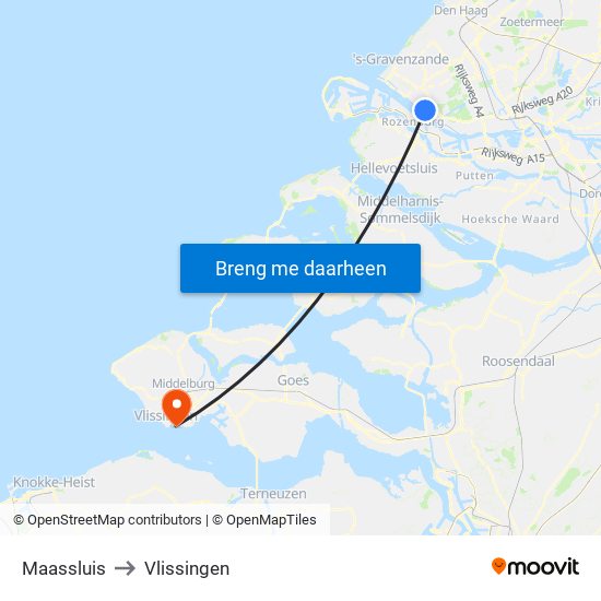 Maassluis to Vlissingen map